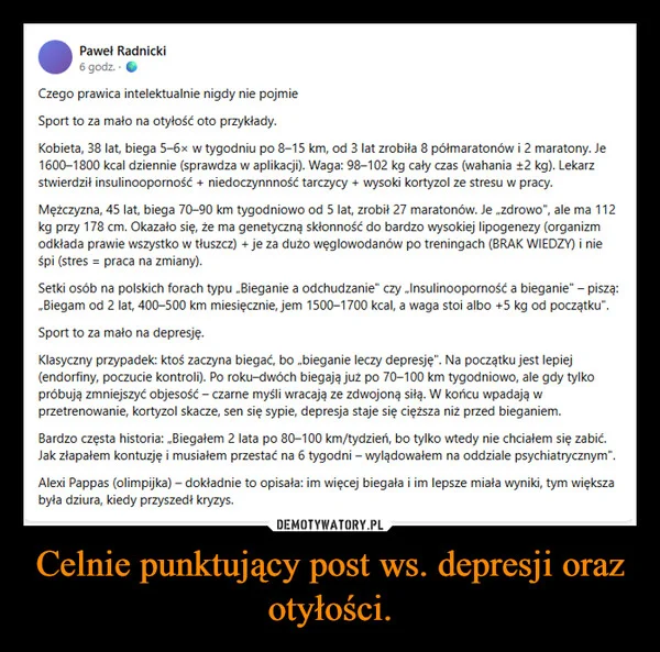 Celnie punktujący post ws. depresji oraz otyłości.