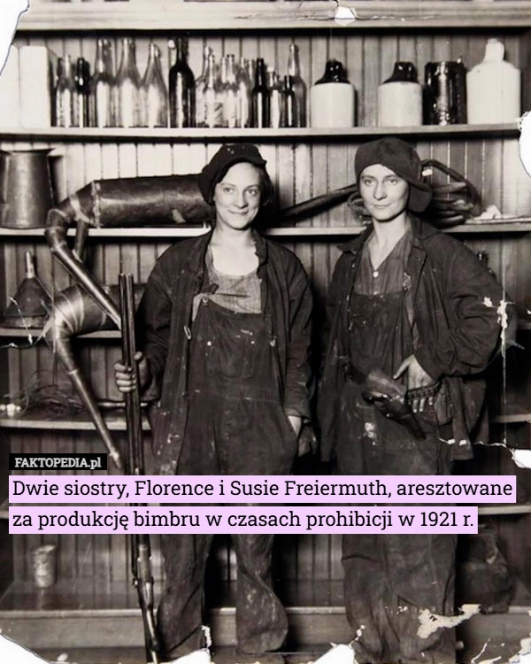 Dwie siostry, Florence i Susie Freiermuth, aresztowane za produkcję bimbru...