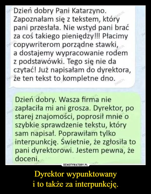 Dyrektor wypunktowany i to także za interpunkcję.