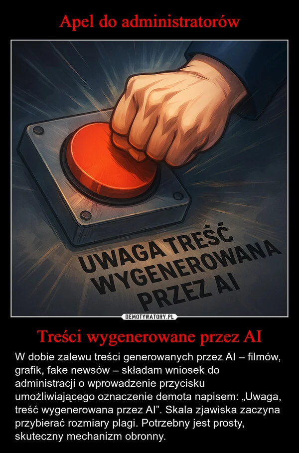 Apel do administratorów Treści wygenerowane przez AI