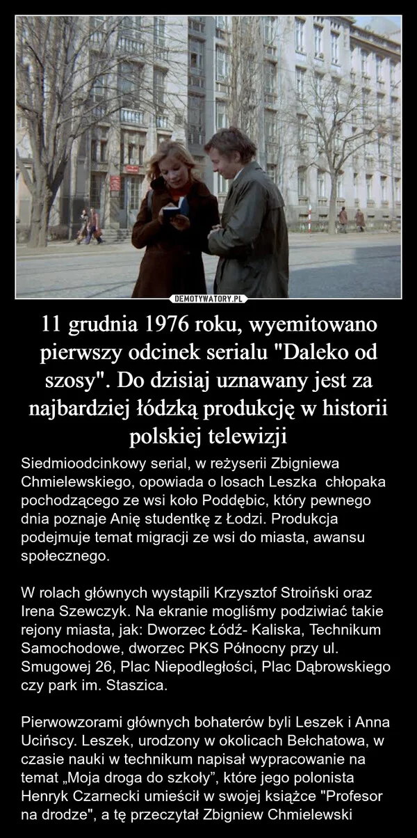 
    11 grudnia 1976 roku, wyemitowano pierwszy odcinek serialu 