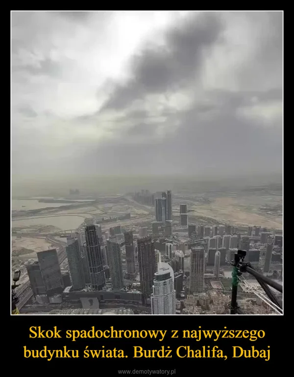 Skok spadochronowy z najwyższego budynku świata. Burdż Chalifa, Dubaj