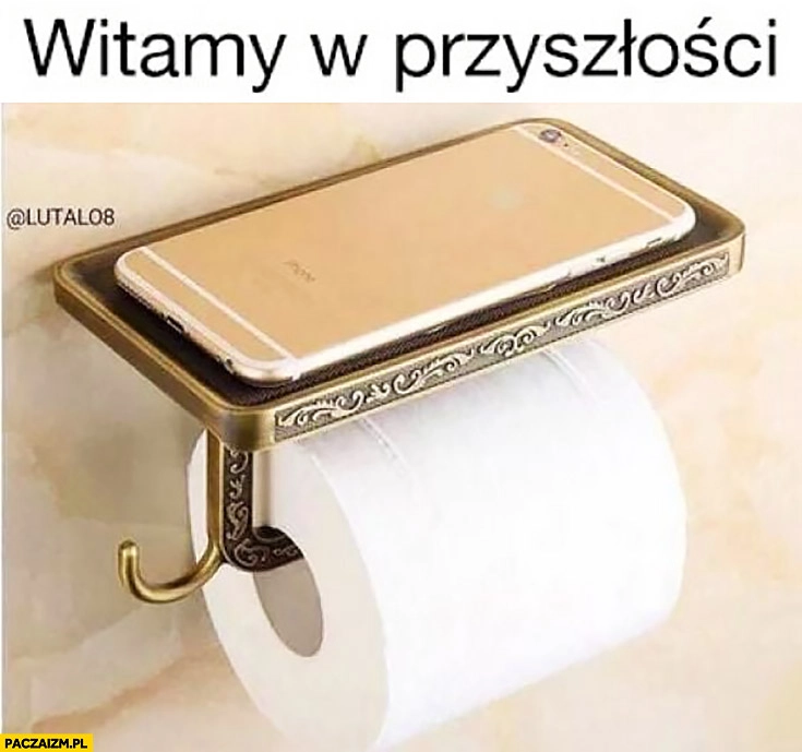 Witamy w przyszłości papier toaletowy z polka na telefon smartfona