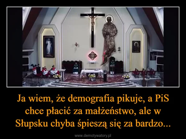 Ja wiem, że demografia pikuje, a PiS chce płacić za małżeństwo, ale w Słupsku chyba śpieszą się za bardzo...