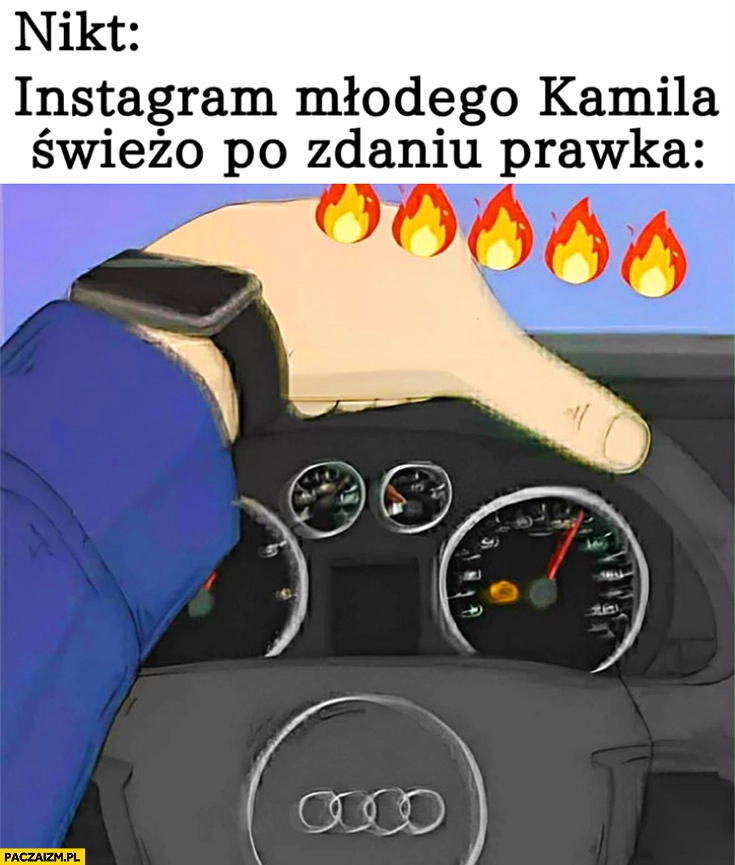 Nikt, instagram mlodego Kamila świeżo po zdaniu prawka