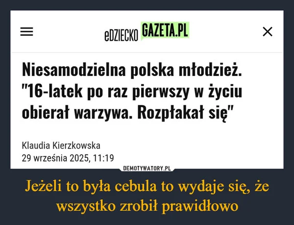 Jeżeli to była cebula to wydaje się, że wszystko zrobił prawidłowo