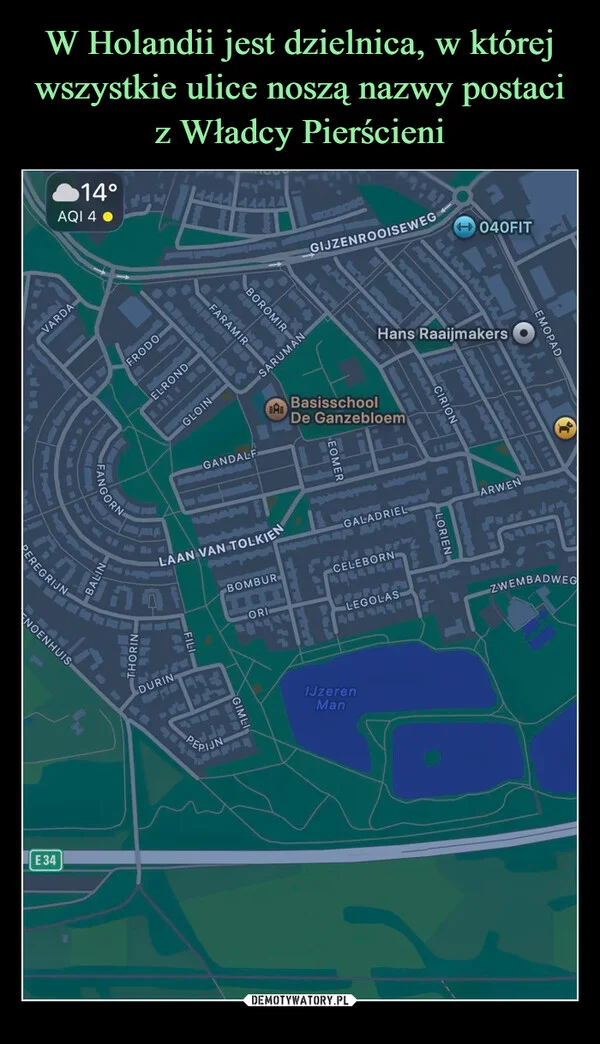 W Holandii jest dzielnica, w której wszystkie ulice noszą nazwy postaci z Władcy Pierścieni