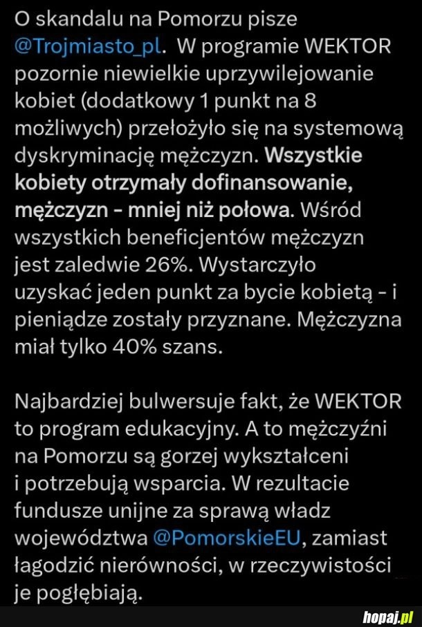 Zarzuty o dyskryminację mężczyzn
