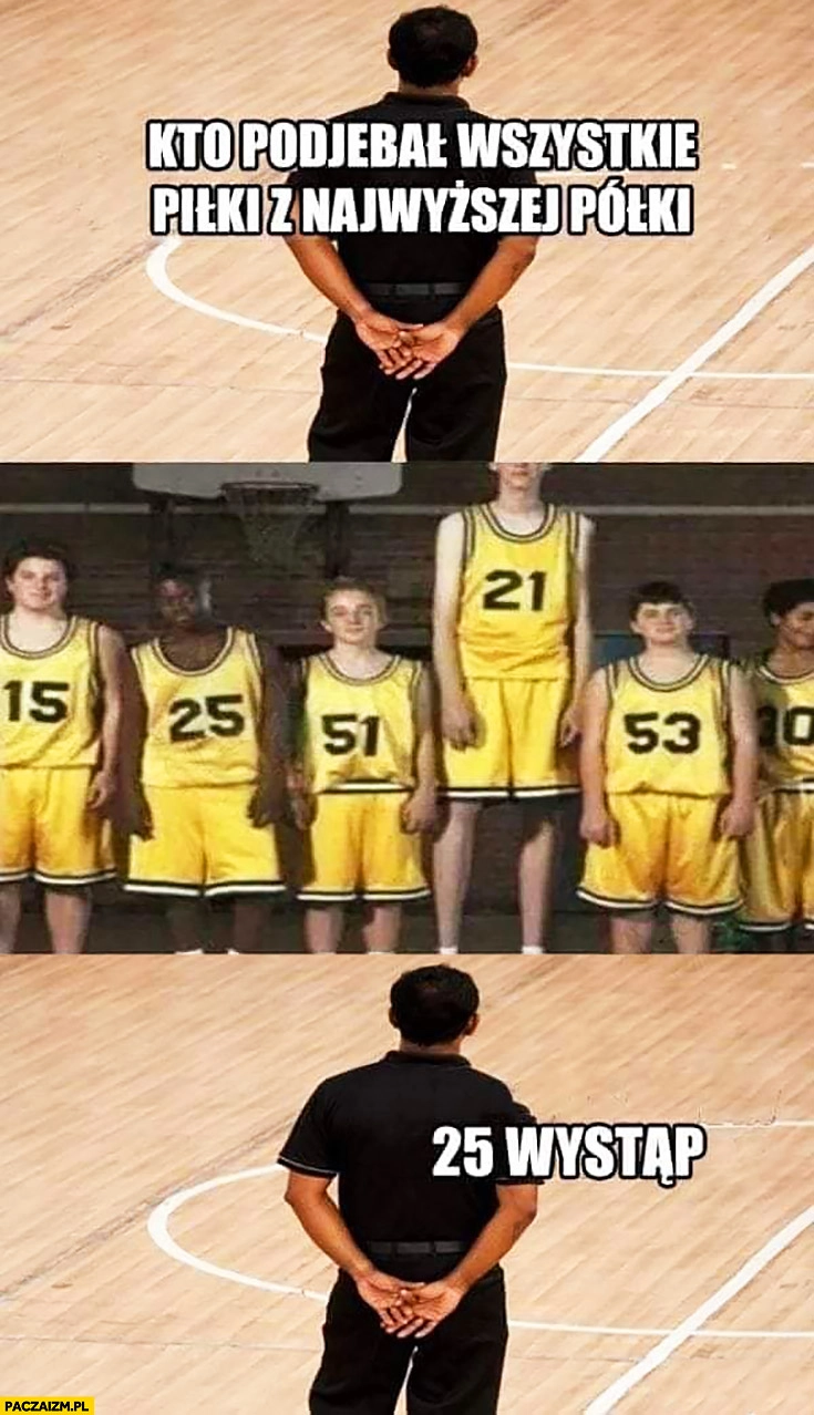 Koszykarze kto ukradł wszystkie piłki z najwyższej półki numer 25 wystąp czarny chłopak
