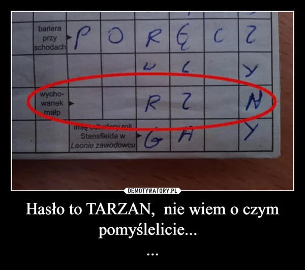 Hasło to TARZAN, nie wiem o czym pomyślelicie... ...