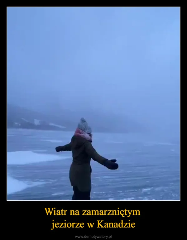 Wiatr na zamarzniętym jeziorze w Kanadzie