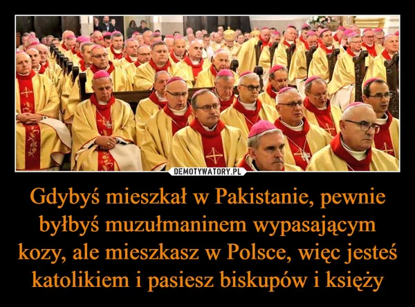 
    Gdybyś mieszkał w Pakistanie, pewnie byłbyś muzułmaninem wypasającym kozy, ale mieszkasz w Polsce, więc jesteś katolikiem i pasiesz biskupów i księży