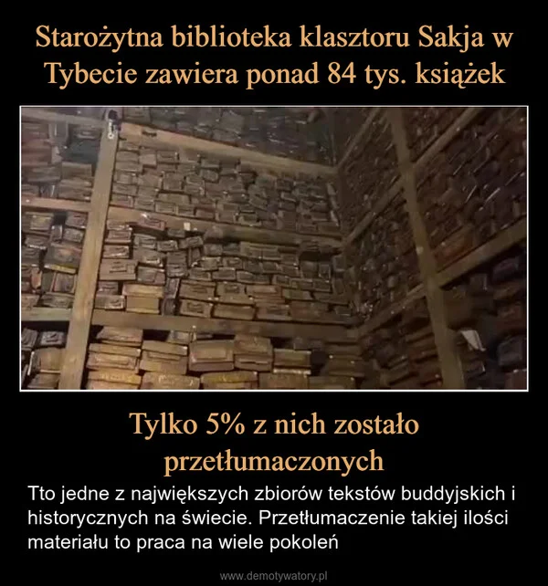 Starożytna biblioteka klasztoru Sakja w Tybecie zawiera ponad 84 tys. książek Tylko 5% z nich zostało przetłumaczonych