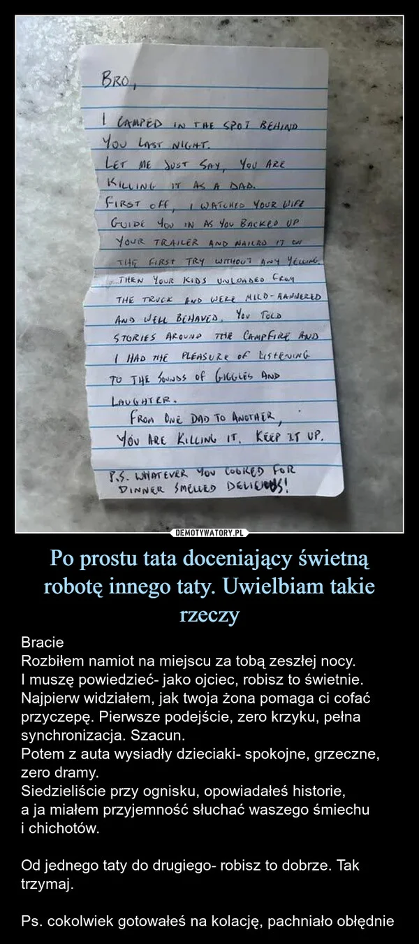 Po prostu tata doceniający świetną robotę innego taty. Uwielbiam takie rzeczy