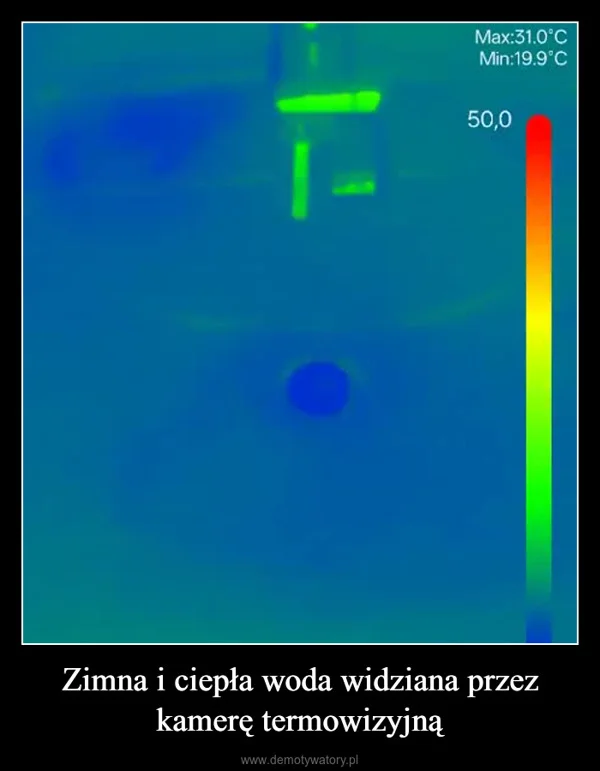 Zimna i ciepła woda widziana przez kamerę termowizyjną
