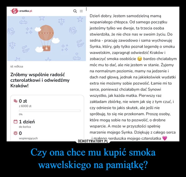 Czy ona chce mu kupić smoka wawelskiego na pamiątkę?
