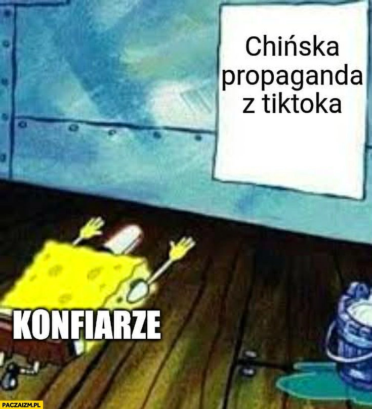 Chińska propaganda z tiktoka, Konfiarze składa pokłony Spongebob