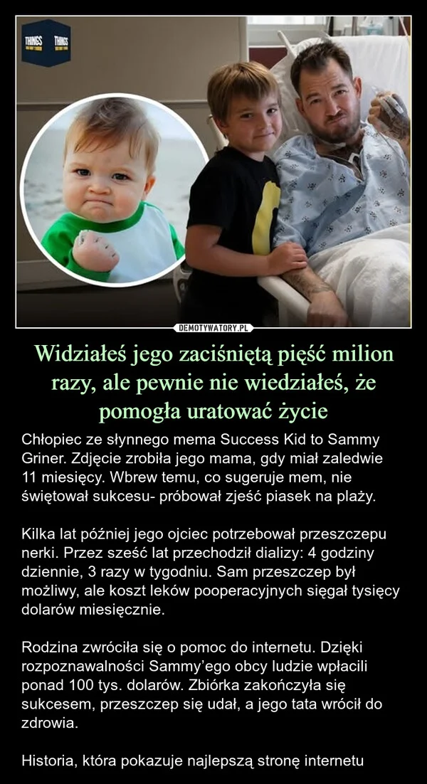 Widziałeś jego zaciśniętą pięść milion razy, ale pewnie nie wiedziałeś, że pomogła uratować życie