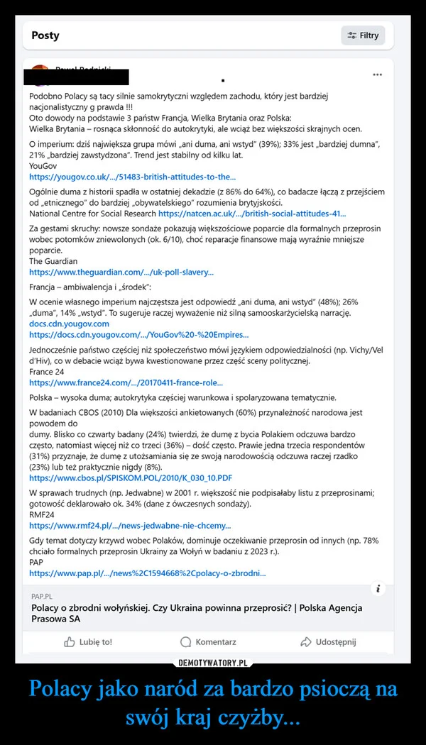 
    Polacy jako naród za bardzo psioczą na swój kraj czyżby...