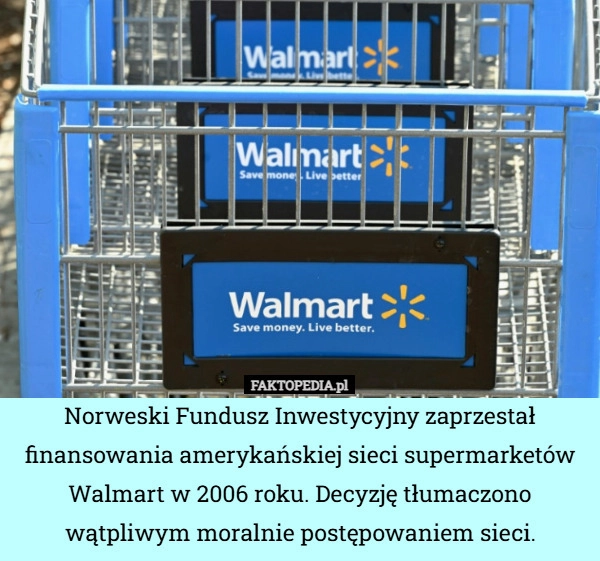 Norweski Fundusz Inwestycyjny zaprzestał finansowania amerykańskiej sieci