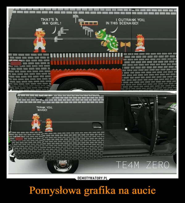Pomysłowa grafika na aucie