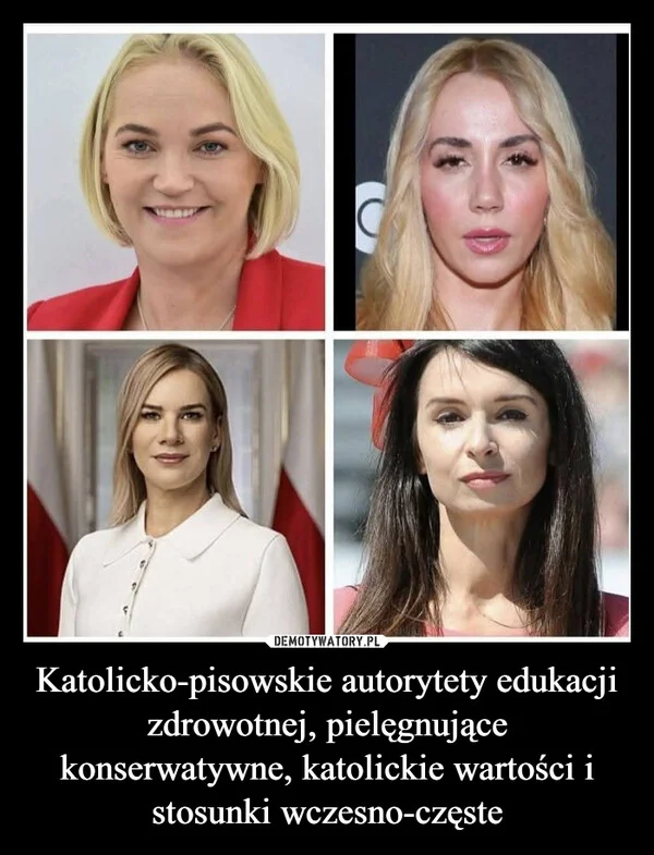 Katolicko-pisowskie autorytety edukacji zdrowotnej, pielęgnujące konserwatywne, katolickie wartości i stosunki wczesno-częste