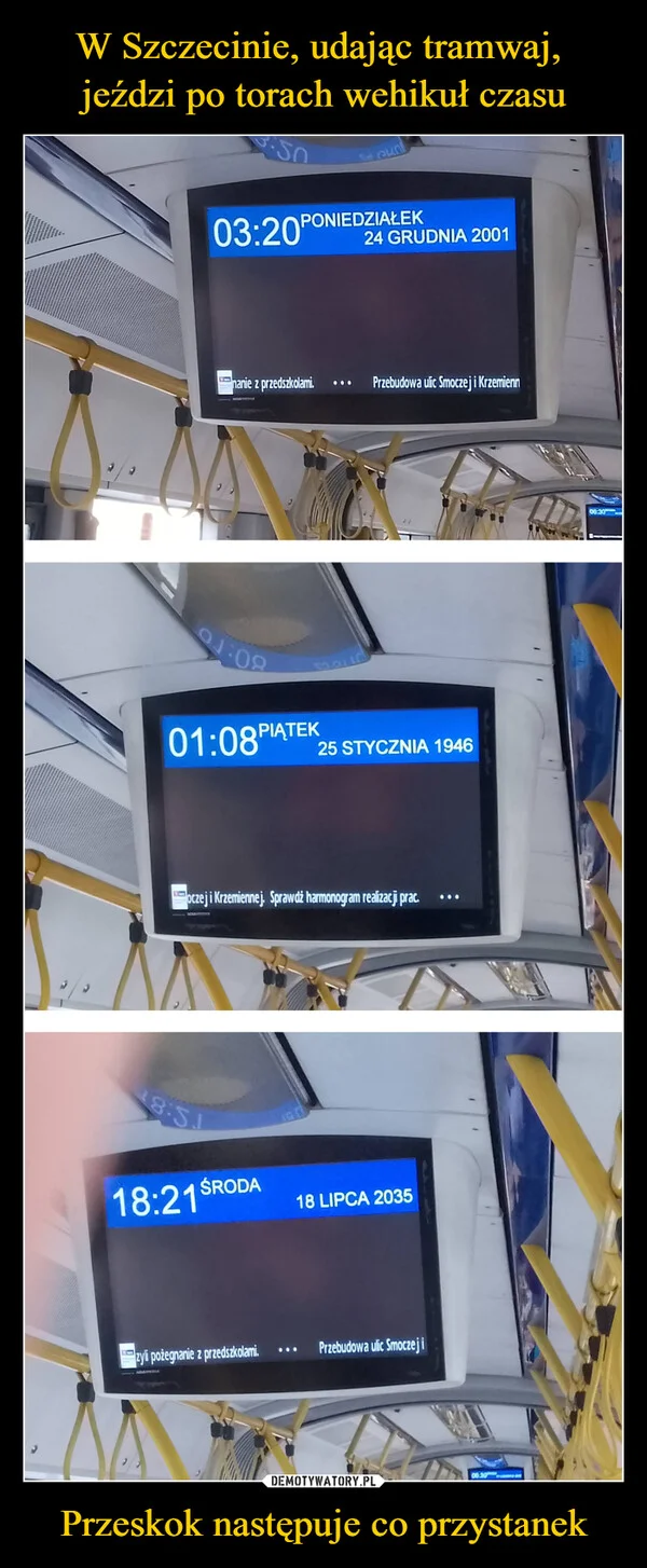 W Szczecinie, udając tramwaj, jeździ po torach wehikuł czasu Przeskok następuje co przystanek