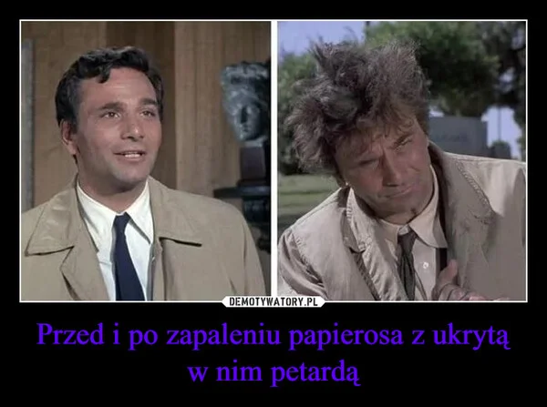 Przed i po zapaleniu papierosa z ukrytą w nim petardą