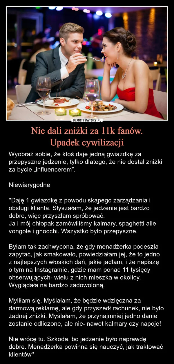 Nie dali zniżki za 11k fanów. Upadek cywilizacji