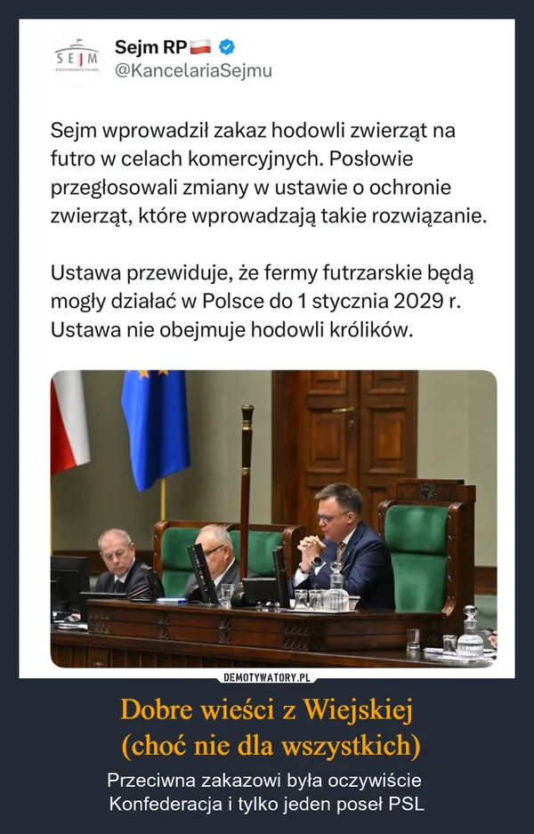 Dobre wieści z Wiejskiej (choć nie dla wszystkich)