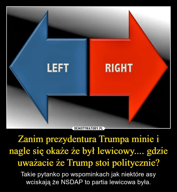 Zanim prezydentura Trumpa minie i nagle się okaże że był lewicowy.... gdzie uważacie że Trump stoi politycznie?