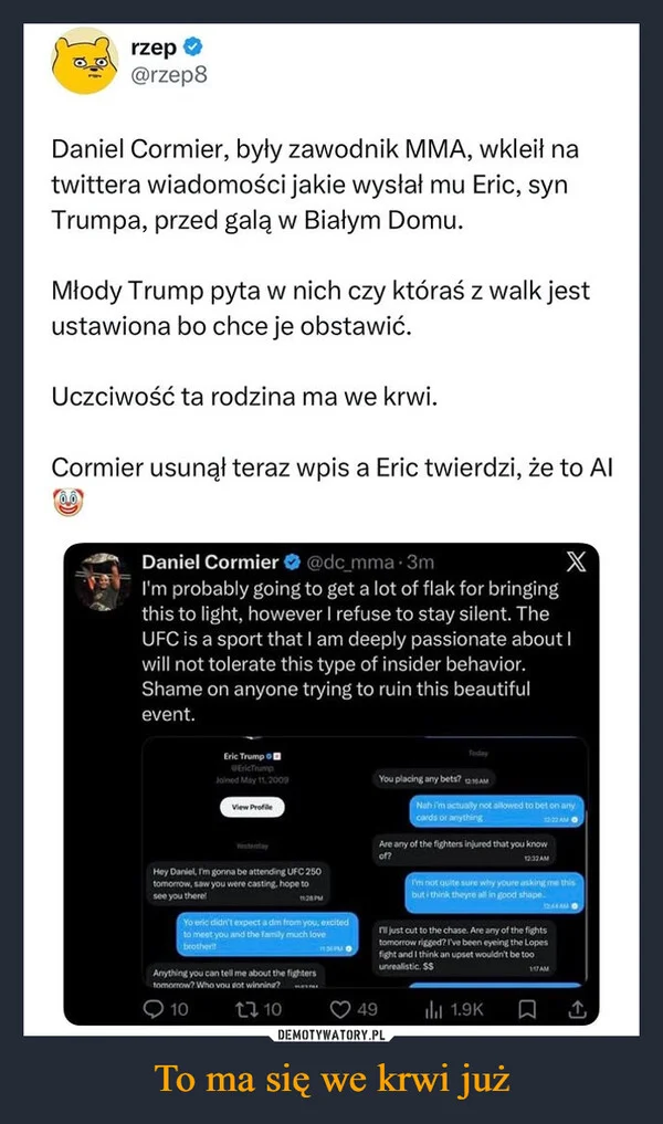 To ma się we krwi już