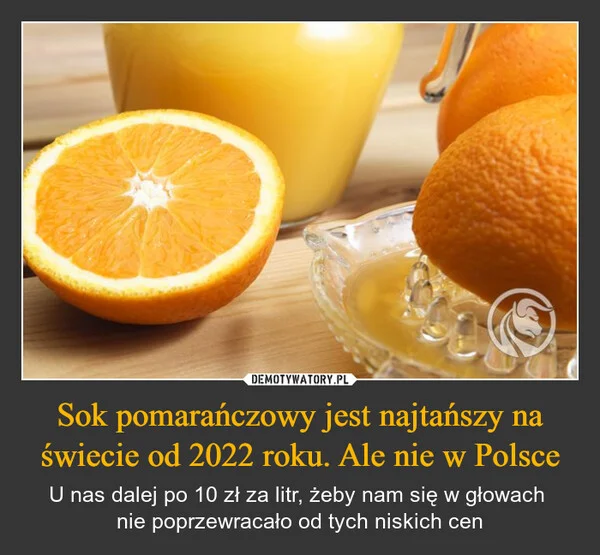 Sok pomarańczowy jest najtańszy na świecie od 2022 roku. Ale nie w Polsce