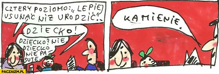 Cztery poziomo lepiej usunąć niż urodzić dziecko nie pasuje kamienie