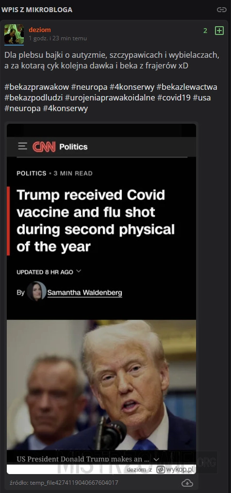 
    Donald Trump zaszczepił się dawką przypomnającą przeciw COVID19