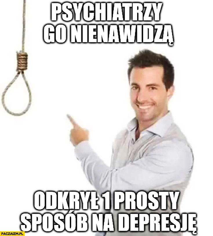 Psychiatrzy go nienawidzą, odkrył 1 prosty sposób na depresję sznur stryczek powiesił się