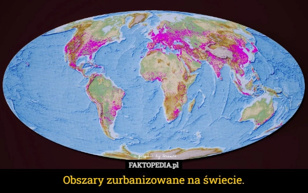 Obszary zurbanizowane na świecie.