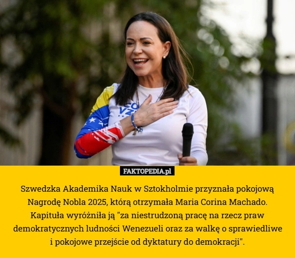 Szwedzka Akademika Nauk w Sztokholmie przyznała pokojową Nagrodę Nobla 2025,