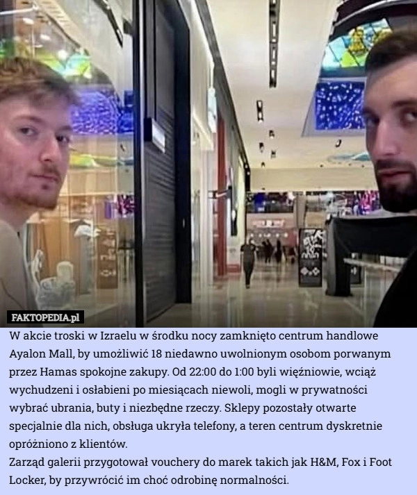 W akcie troski w Izraelu w środku nocy zamknięto centrum handlowe Ayalon