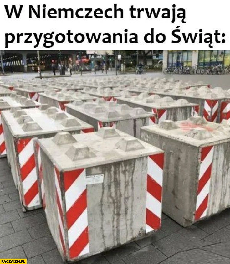 W Niemczech trwają przygotowania do świąt betonowe bloki bariery