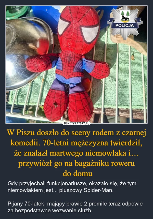 W Piszu doszło do sceny rodem z czarnej komedii. 70-letni mężczyzna twierdził, że znalazł martwego niemowlaka i… przywiózł go na bagażniku roweru do domu