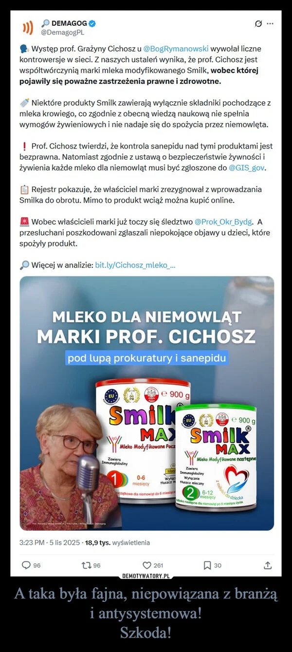 A taka była fajna, niepowiązana z branżą i antysystemowa! Szkoda!