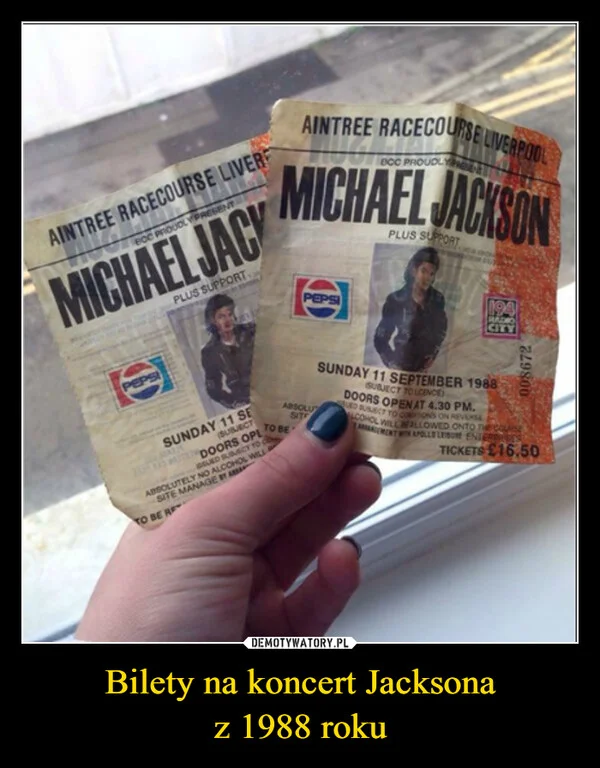 Bilety na koncert Jacksona z 1988 roku