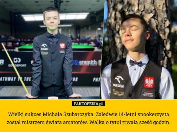 Wielki sukces Michała Szubarczyka. Zaledwie 14-letni snookerzysta został