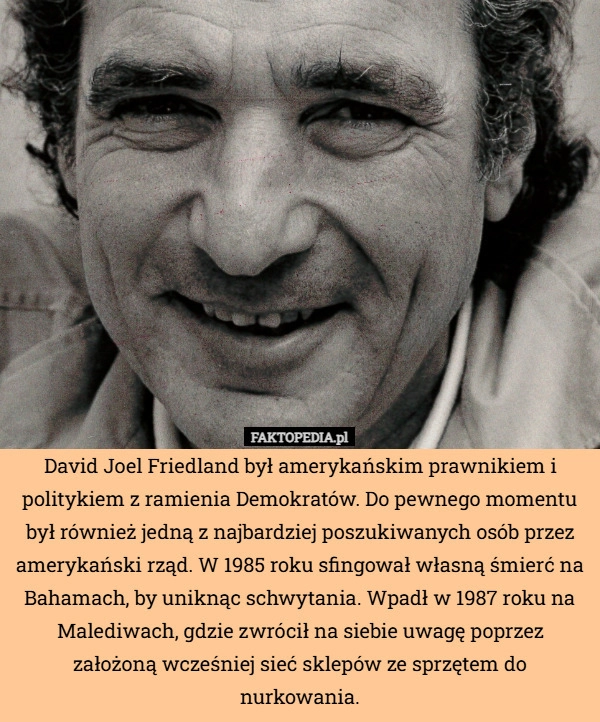 David Joel Friedland był amerykańskim prawnikiem i politykiem z ramienia