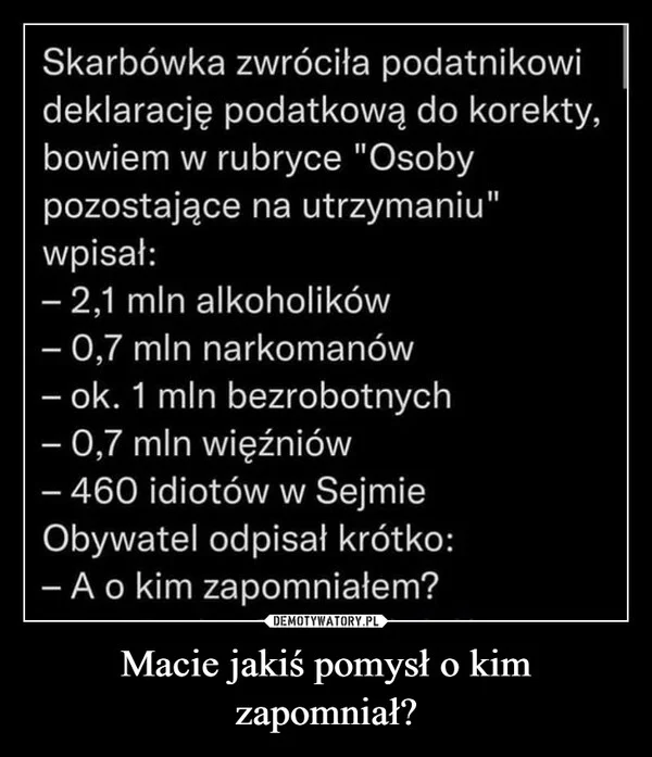 Macie jakiś pomysł o kim zapomniał?