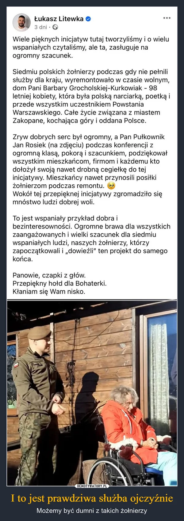 I to jest prawdziwa służba ojczyźnie