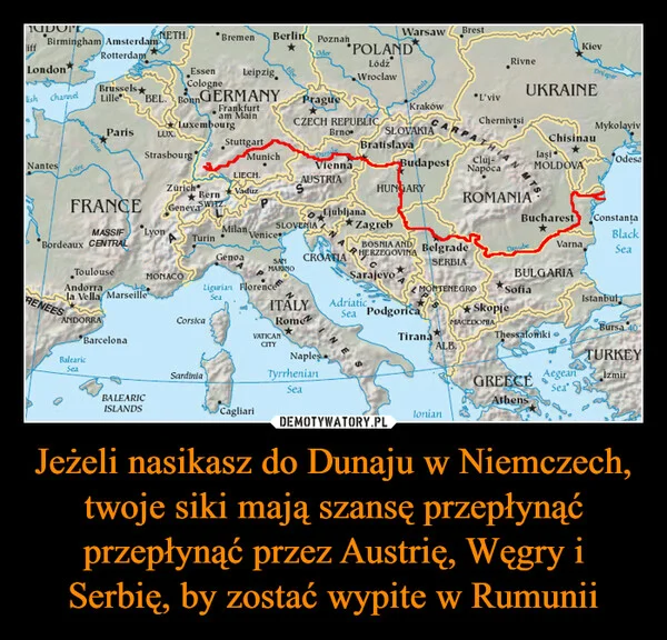 Jeżeli nasikasz do Dunaju w Niemczech, twoje siki mają szansę przepłynąć przepłynąć przez Austrię, Węgry i Serbię, by zostać wypite w Rumunii