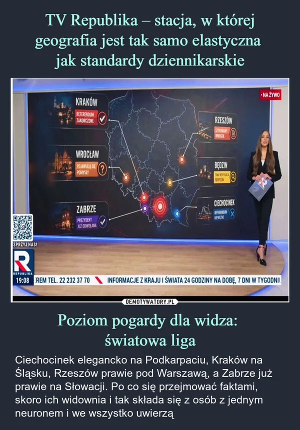 
    TV Republika – stacja, w której geografia jest tak samo elastyczna jak standardy dziennikarskie Poziom pogardy dla widza: światowa liga