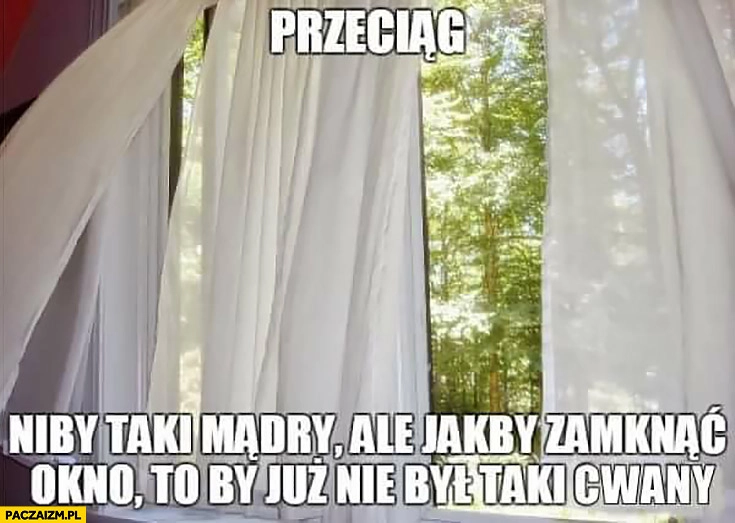 Przeciąg niby taki mądry ale jakby zamknąć okno to by już nie był taki cwany